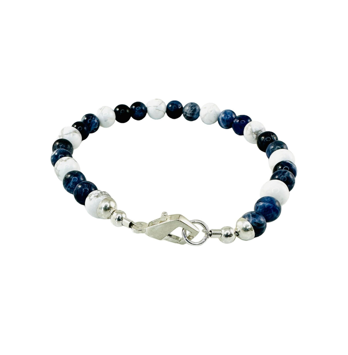 Blue and White Beaded Men Bracelet: Protection Simple Minimalist Men Bracelet,Sodalite White Howlite Men Bracelet,Multicolor Unisex Bracelet