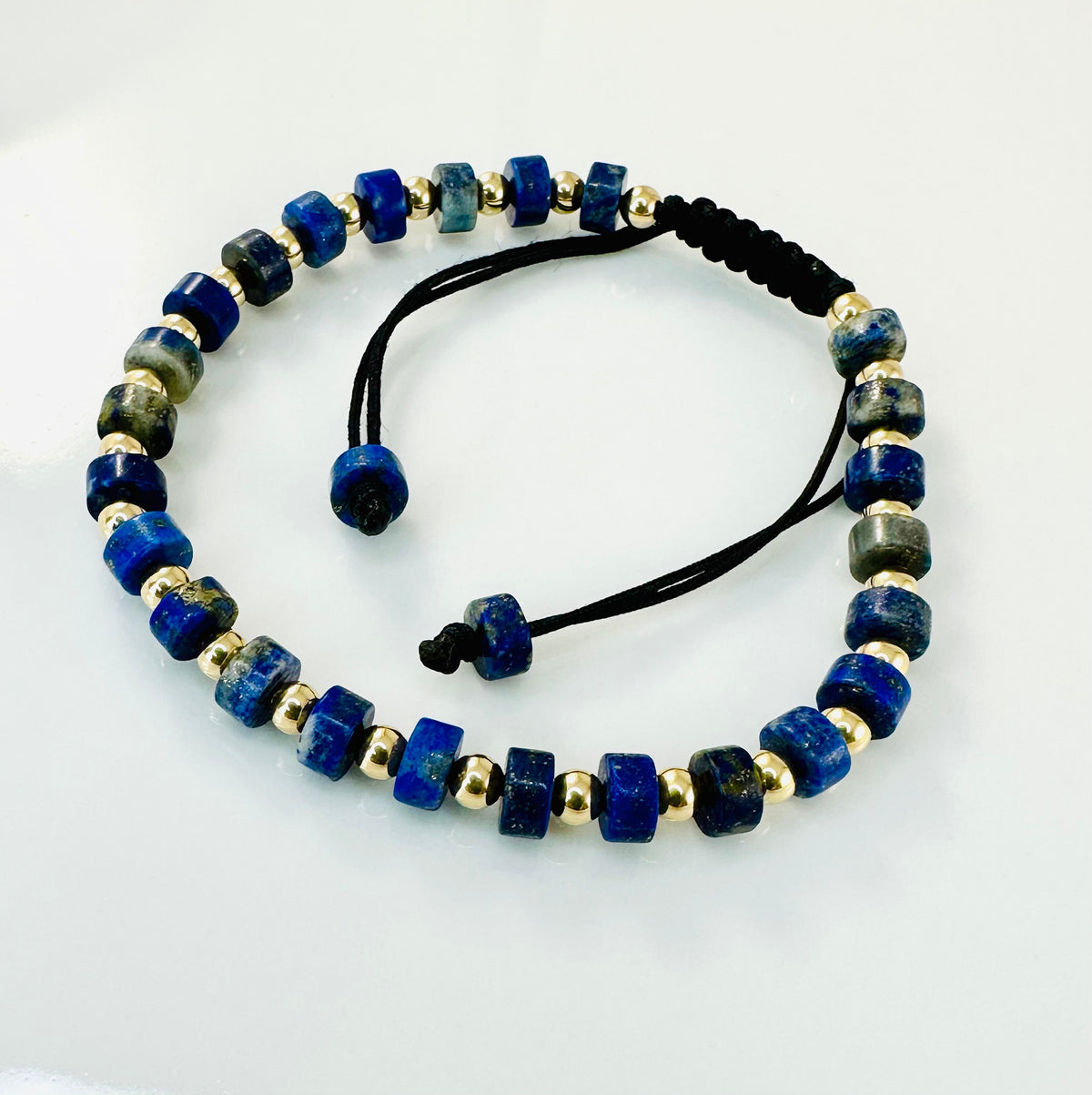 Gold and Blue Men Beaded Bracelet,Protection Simple Minimalist Men Bracelet,Lapis Lazuli Heishi Men Bracelet,Dark Blue Men Unisex Bracelet