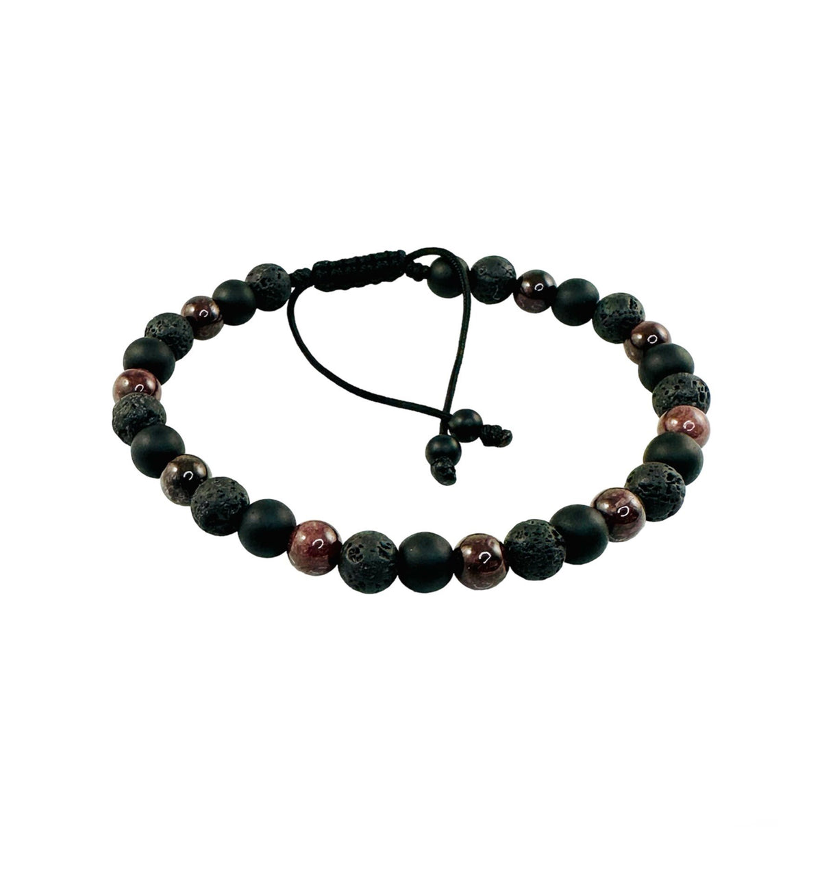 Protection Black Mens Bracelet,Matte Black Onyx With Lava Stone Men Healing Crystal Bracelet,Simple Men Beaded Bracelet,Gift for Him Men