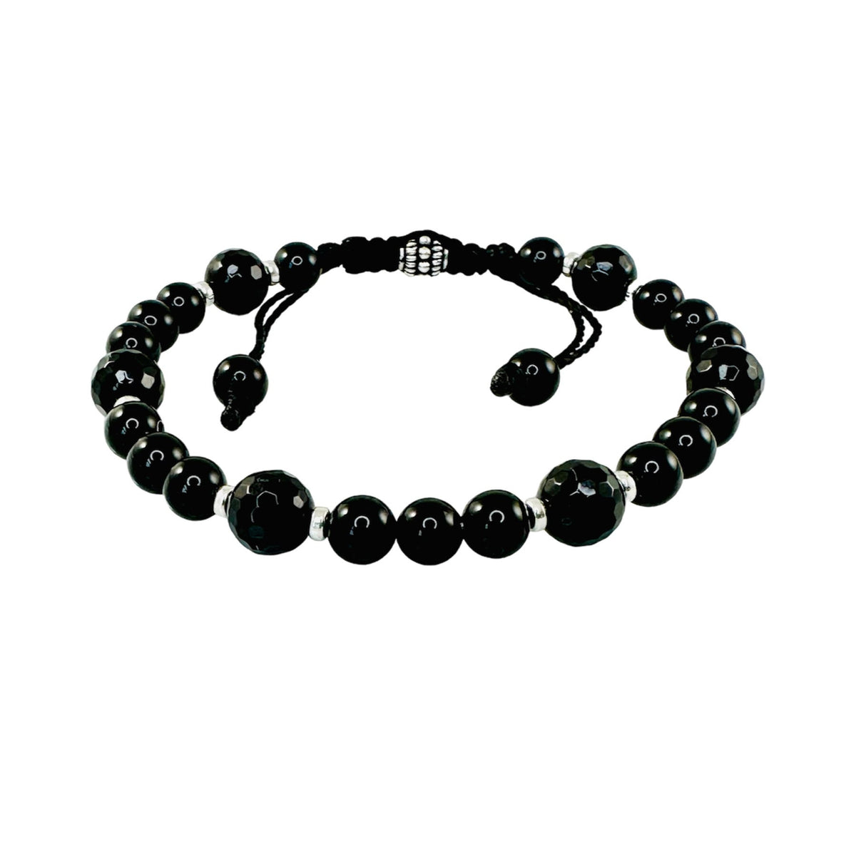 Black and Silver Men Beaded Bracelet,Black Onyx Men Bracelet,Minimalist Men Bracelet,Black Healing Jewelry for Men-Fathers Day Gifts for Men