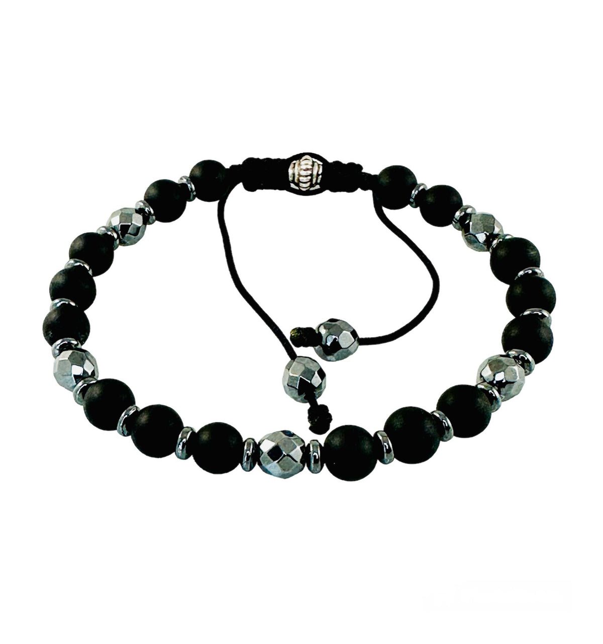 Adjustable Hematite Silver Black Men Bracelet,Healing Meditation Bracelet,Men Stone Bracelet,Handmade Jewelry for Men,Gifts for men him dad
