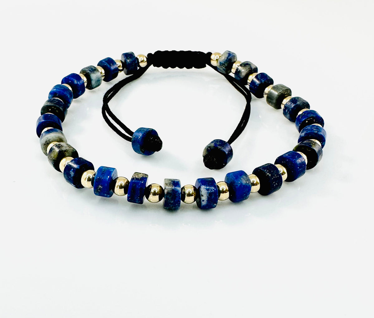 Gold and Blue Men Beaded Bracelet,Protection Simple Minimalist Men Bracelet,Lapis Lazuli Heishi Men Bracelet,Dark Blue Men Unisex Bracelet
