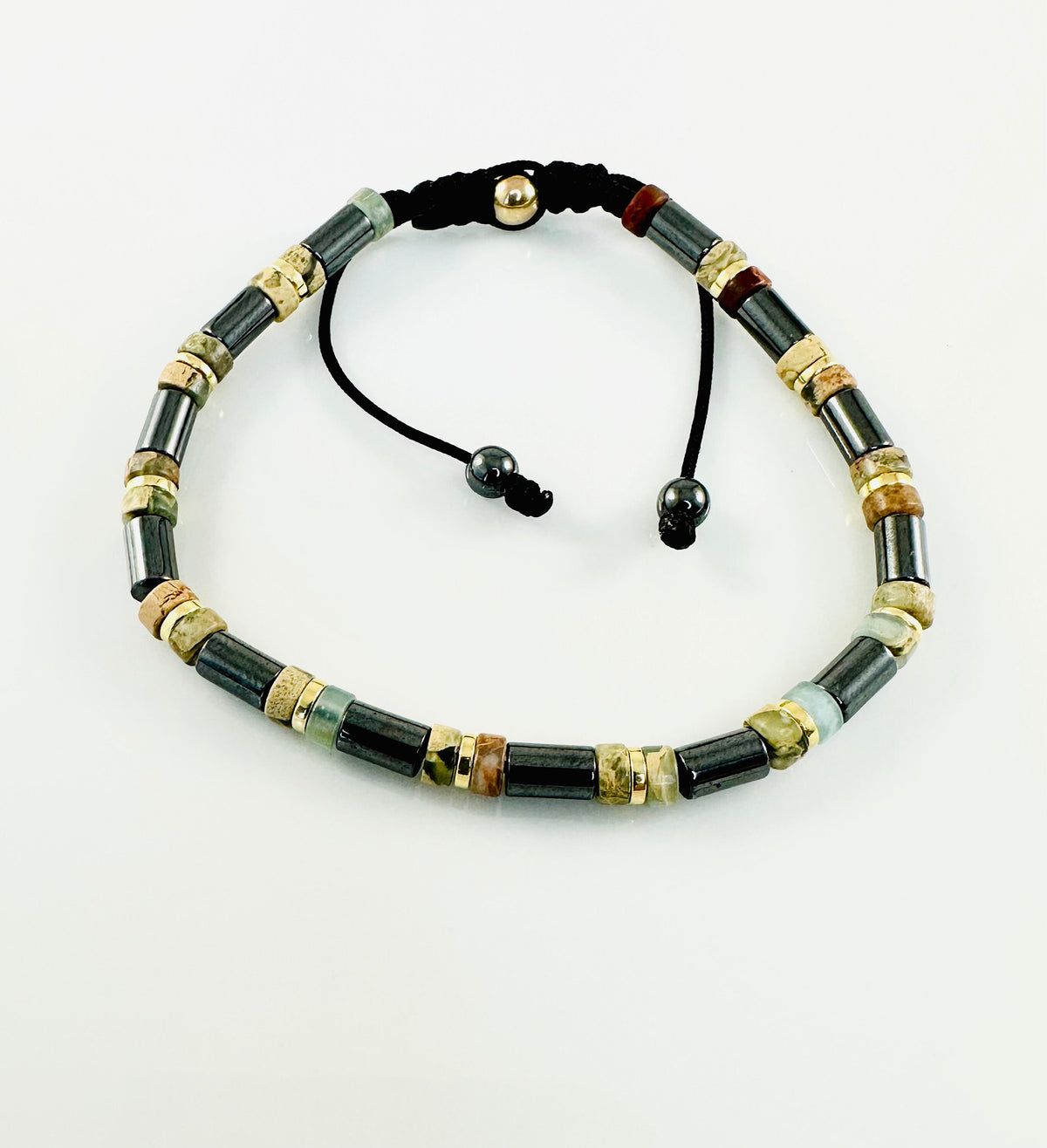 Gold Blue Brown Jasper Men Bracelet,Adjustable Healing Men's Bracelet,Meditation Bracelet,Libra zodiacal Birthstone,Jewelry gift for him son