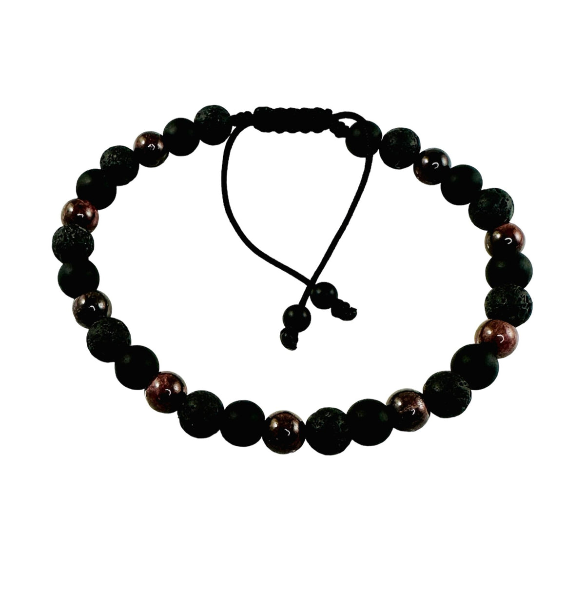 Protection Black Mens Bracelets,January Birthstone Men Bracelet,Black Onyx Lava Stone and Garnet Men Bracelet,Simple Men Beaded Bracelet