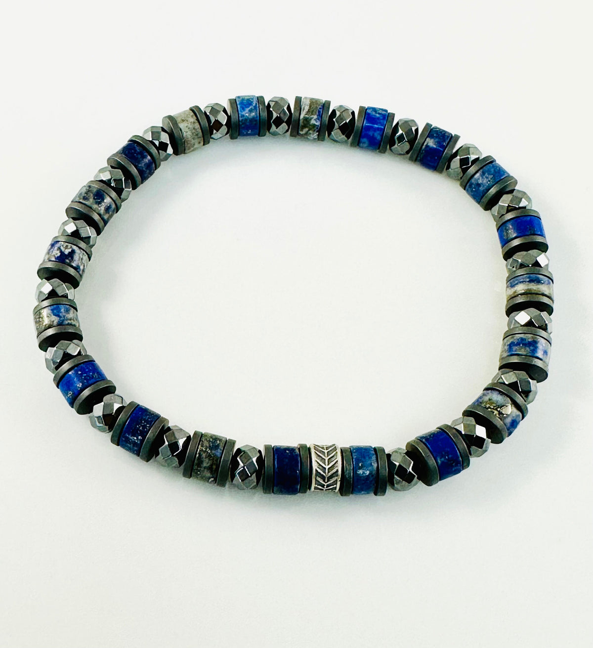 Men Blue and Black Beaded Bracelet,Protection Simple Minimalist Men Bracelet,Lapis Lazuli Heishi Men Bracelet,Hematite Men Unisex Bracelet