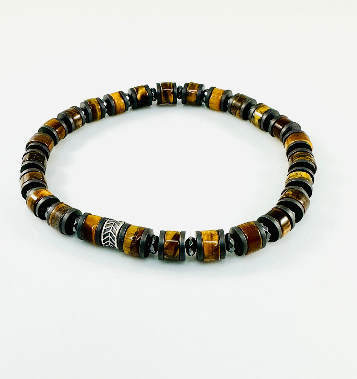 Brown Black Gray Beaded Men Bracelet,Protection Simple Minimalist Men Bracelet,Tiger Eye Heishi Men Bracelet,Hematite Men Unisex Bracelet