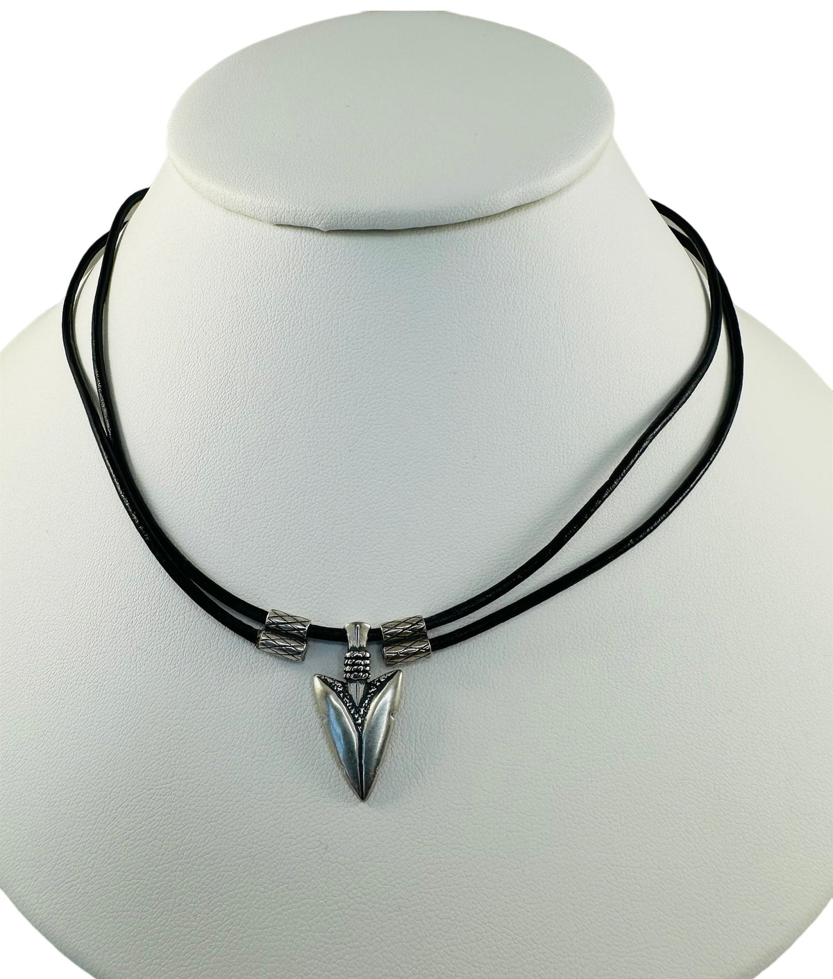 Sterling Silver Arrowhead Men Necklace,Arrow Men Necklace,2mm Genuine Real Adjustable Black Brown Leather Cord Necklace (12"-18" Inches)