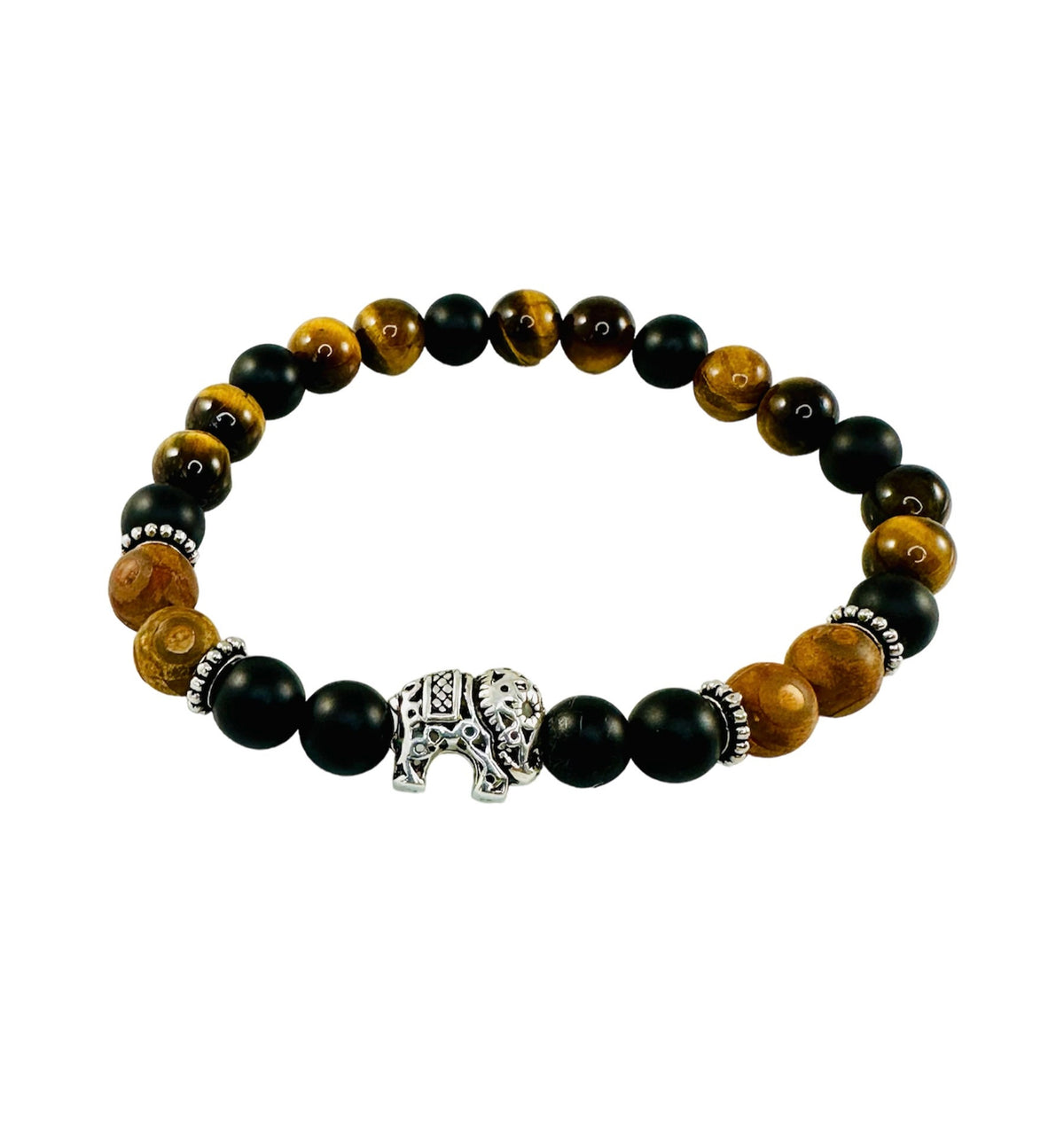 Lucky Protection Evil Eye Beaded Men Bracelet: 8mm Black Brown Men Bracelet,Evil Eye Agate Bracelet,Tiger Eye Hematite Beaded Men Bracelet