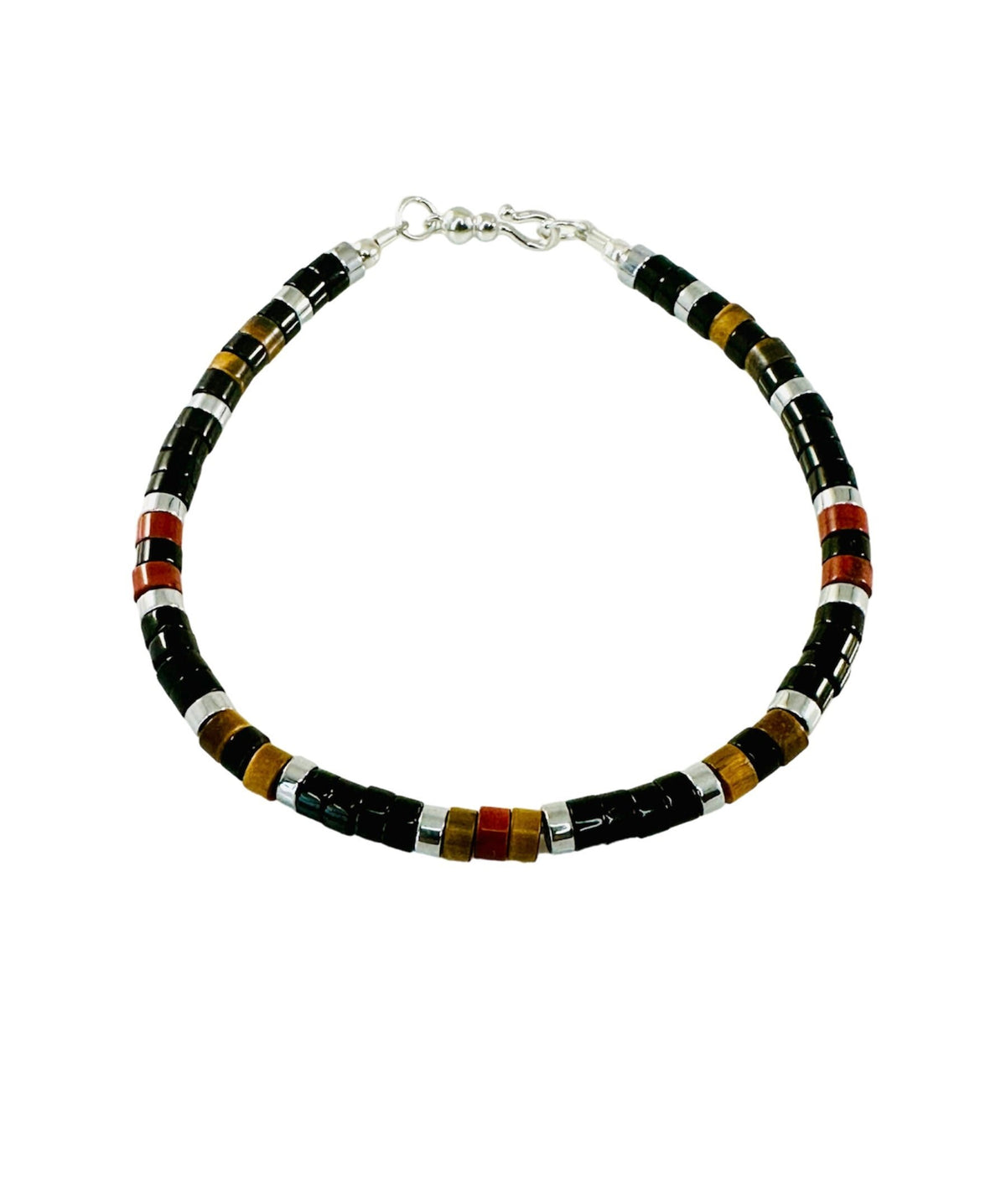 Brown Black Red Beaded Men Bracelet,Protection Simple Minimalist Men Bracelet,Tiger Eye Onyx Jasper Heishi Men Bracelet,Men Unisex Bracelet