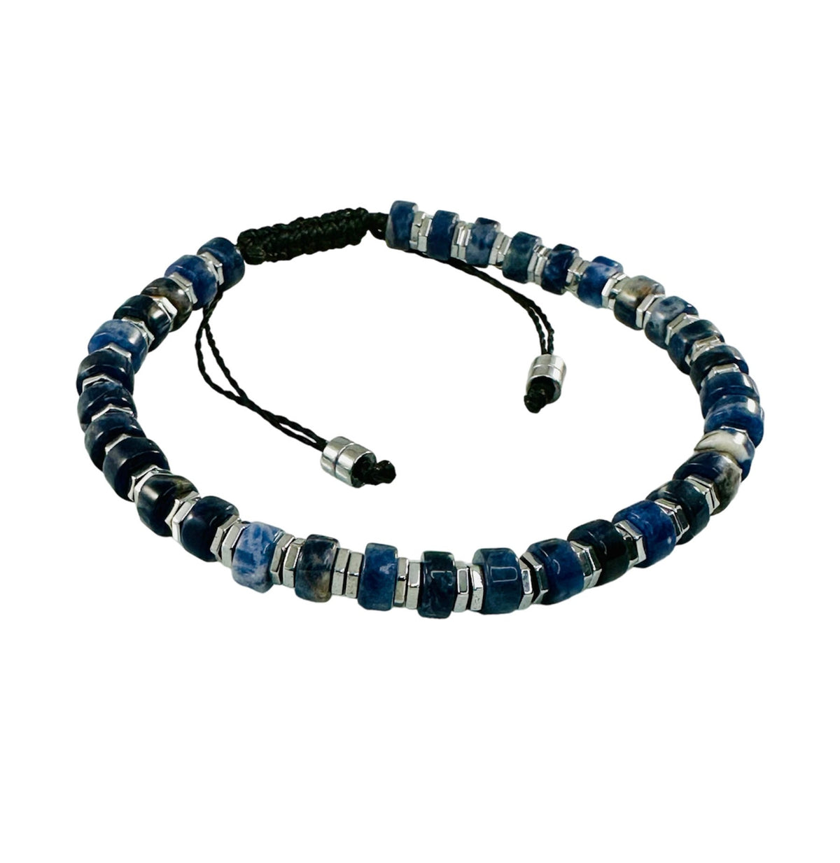 Lapis Lazuli Blue Men Beaded Bracelet,Protection Simple Minimalist Men Bracelet,Adjustable Hematite Heishi Men Bracelet,Men Unisex Bracelet