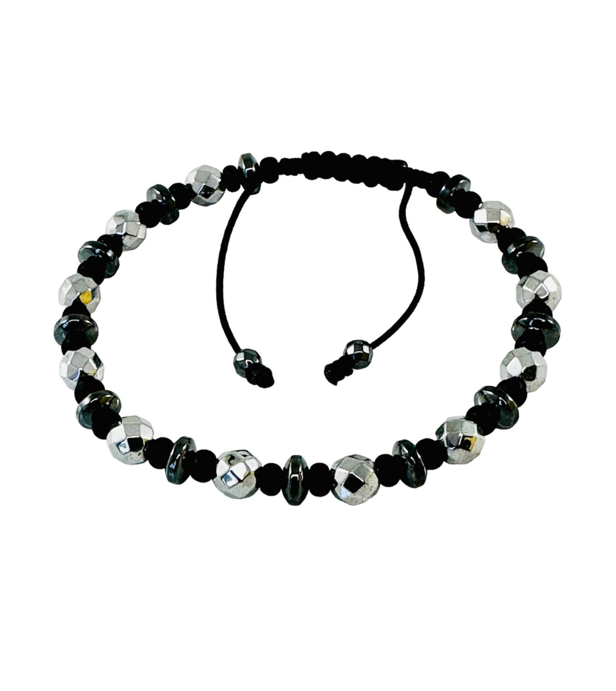 Adjustable Hematite Silver Black Men Bracelet,Healing Meditation Bracelet,Men Stone Bracelet,Handmade Jewelry for Men,Gifts for men him dad