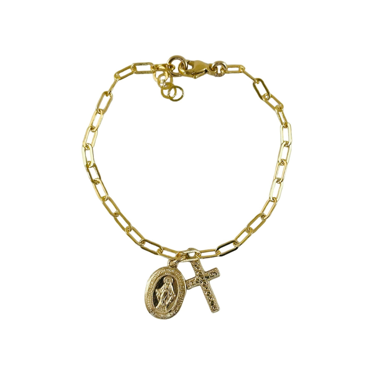 Gold Virgin Mary Paperclip Bracelet,Gold Chain Bracelet,Religious Bracelet ,Gift for Mom