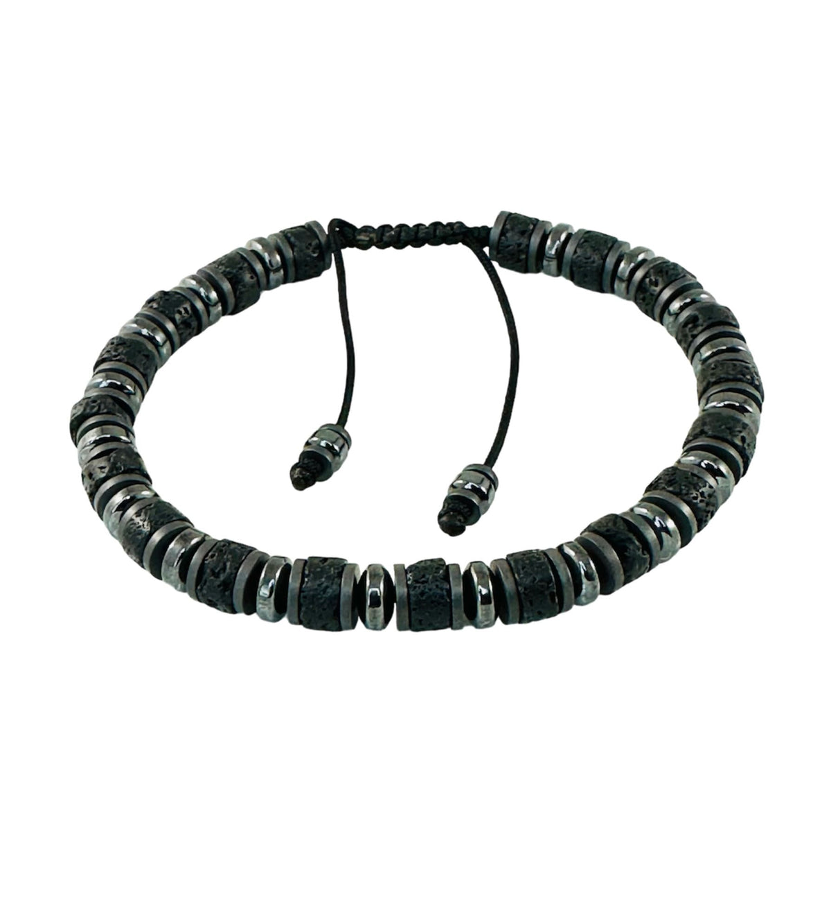 Silver Black Men Bracelet,Difusser Oil Lava Stone Bracelet,Jewelry for Men,Black Beaded Stone Adjustable Bracelet,Healing Protection Bracele