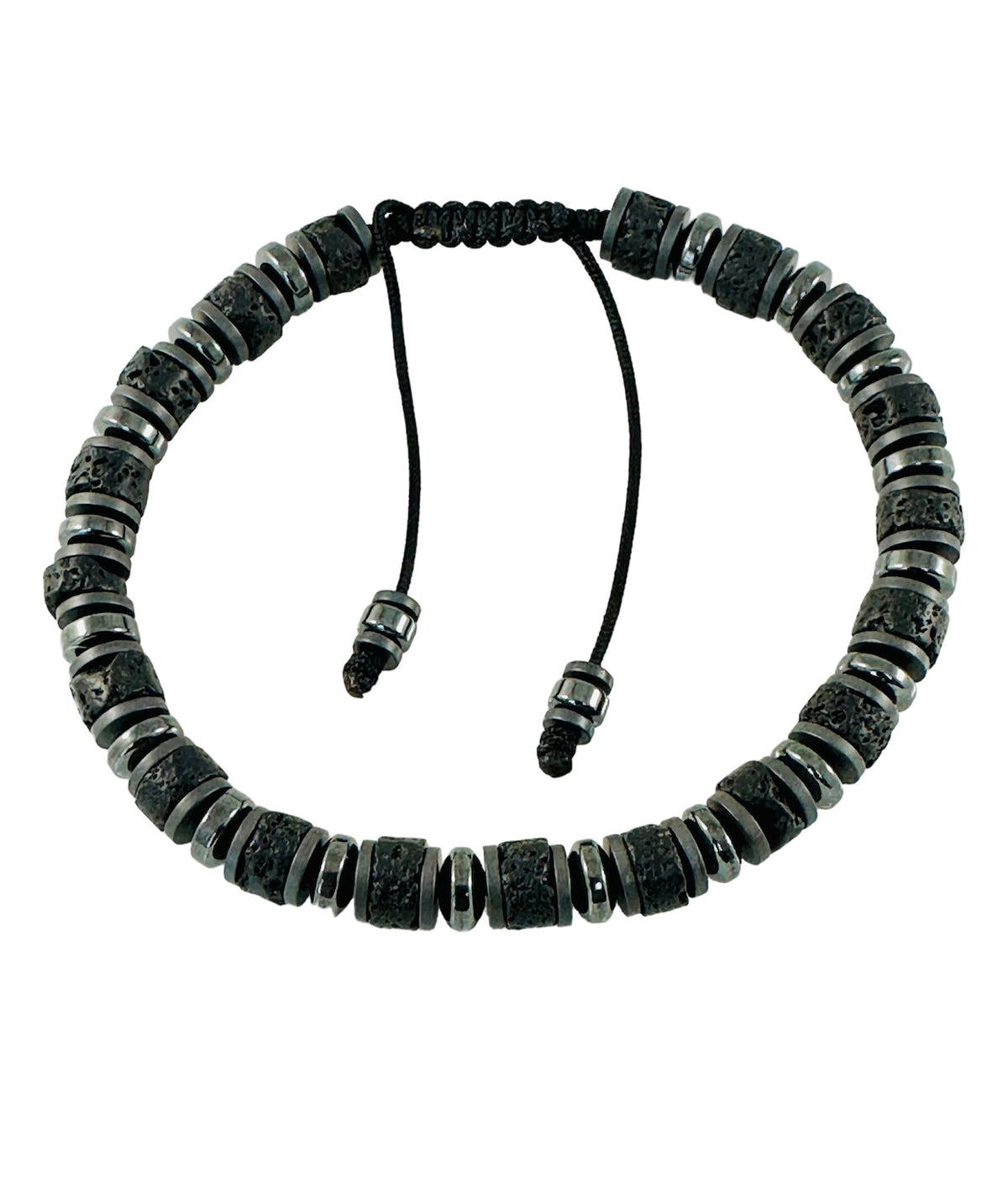 Silver Black Men Bracelet,Difusser Oil Lava Stone Bracelet,Jewelry for Men,Black Beaded Stone Adjustable Bracelet,Healing Protection Bracele