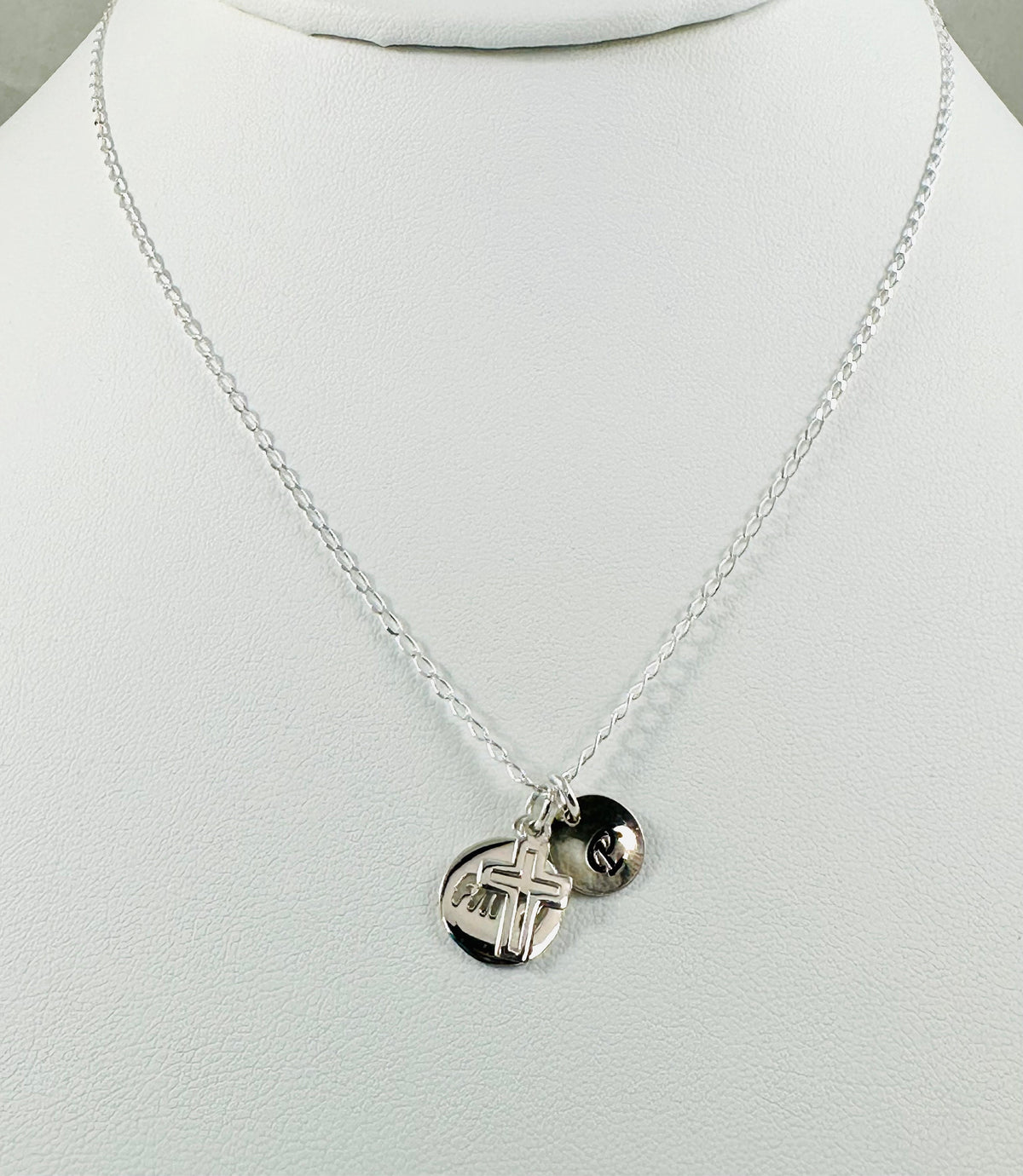 Personalized Silver Cross Initial Faith Necklace,Baptism Christening First Communion Confirmation Cross Necklace,Faith Cross Necklace