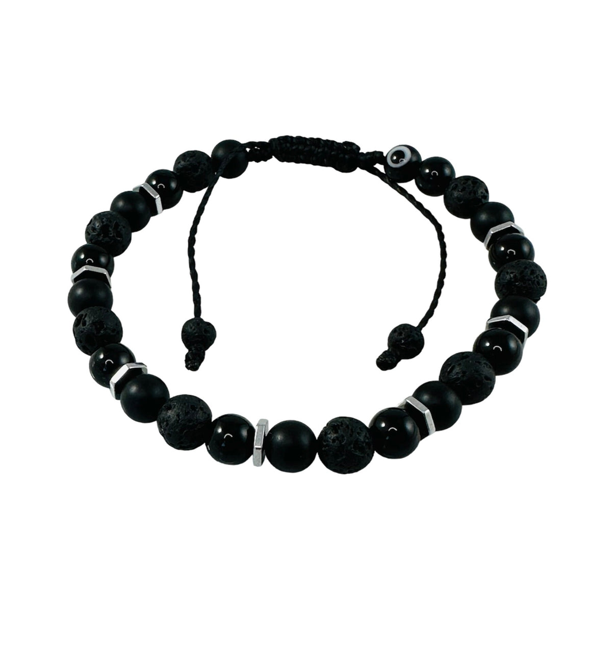 Protection Black Mens Bracelet,Matte Black Onyx With Lava Stone Men Healing Crystal Bracelet,Simple Men Beaded Bracelet,Gift for Him Men