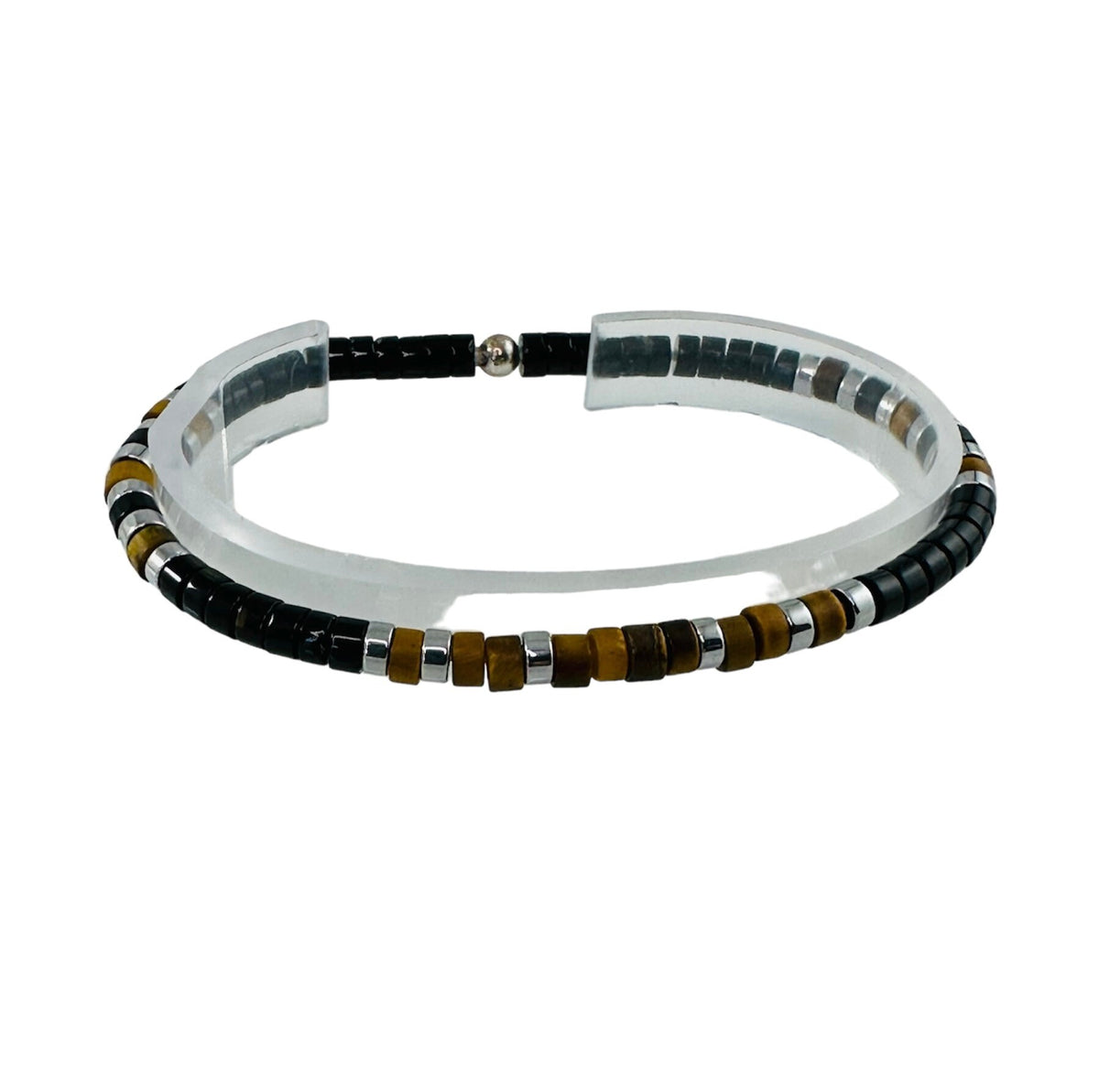Tiger Eye Black Onyx Heishi Men Bracelet,Black Brown Beaded Men Bracelet,Protection Simple Minimalist Men Bracelet,Men Unisex Bracelet