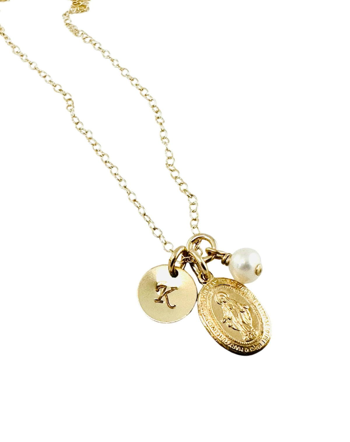 Personalized Gold Miraculous Medal Necklace,Tiny Virgin Mary Necklace,Everyday Religious Catholic Jewelry Gift,First Communion Gift for Girl