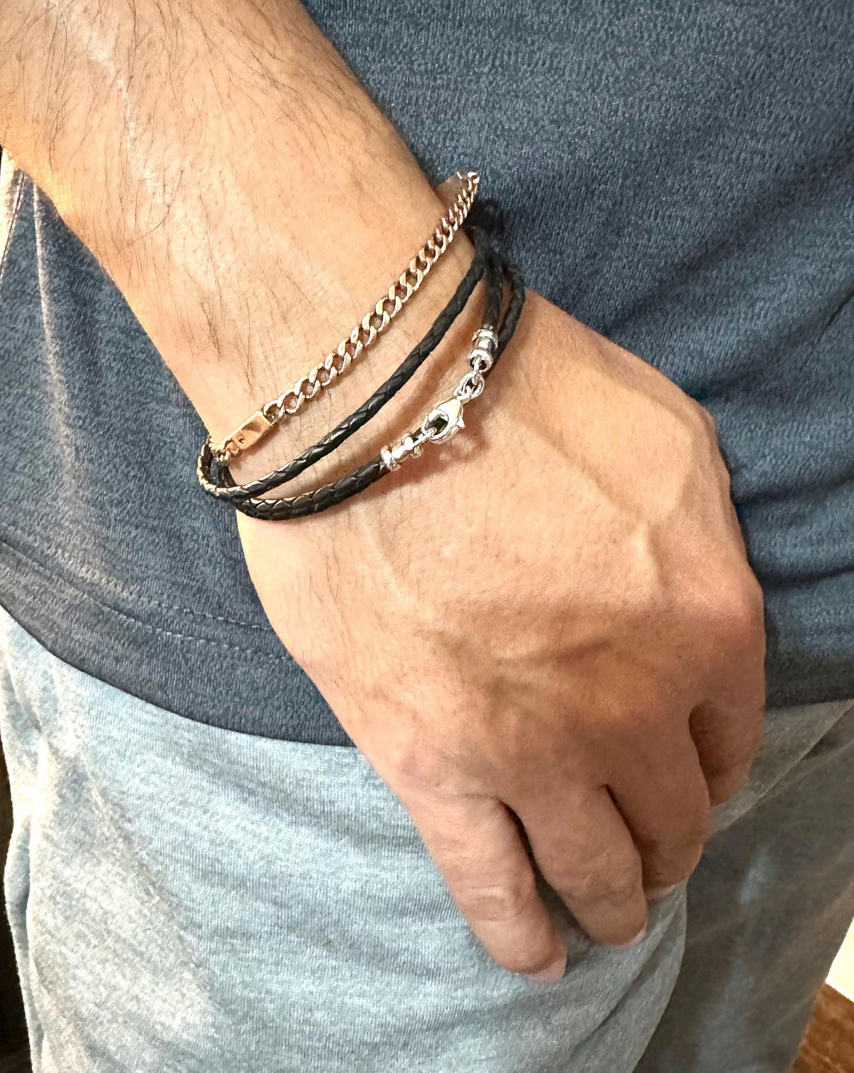 3mm Genuine Black Brown Real Braided Leather Cord Necklace For Pendant (14"-24" Inches),Sterling Silver Ends And Lobster Clasp Made To Order
