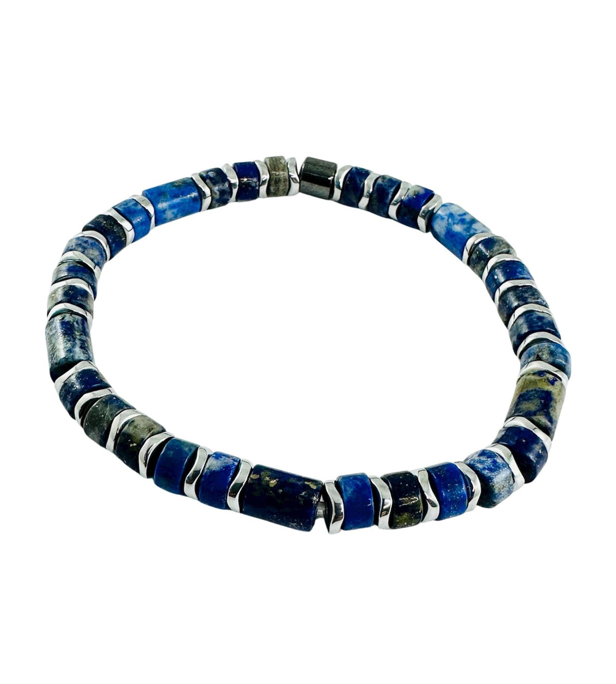 Lapis Lazuli Blue Men Beaded Bracelet,Protection Simple Minimalist Men Bracelet,Adjustable Hematite Heishi Men Bracelet,Men Unisex Bracelet