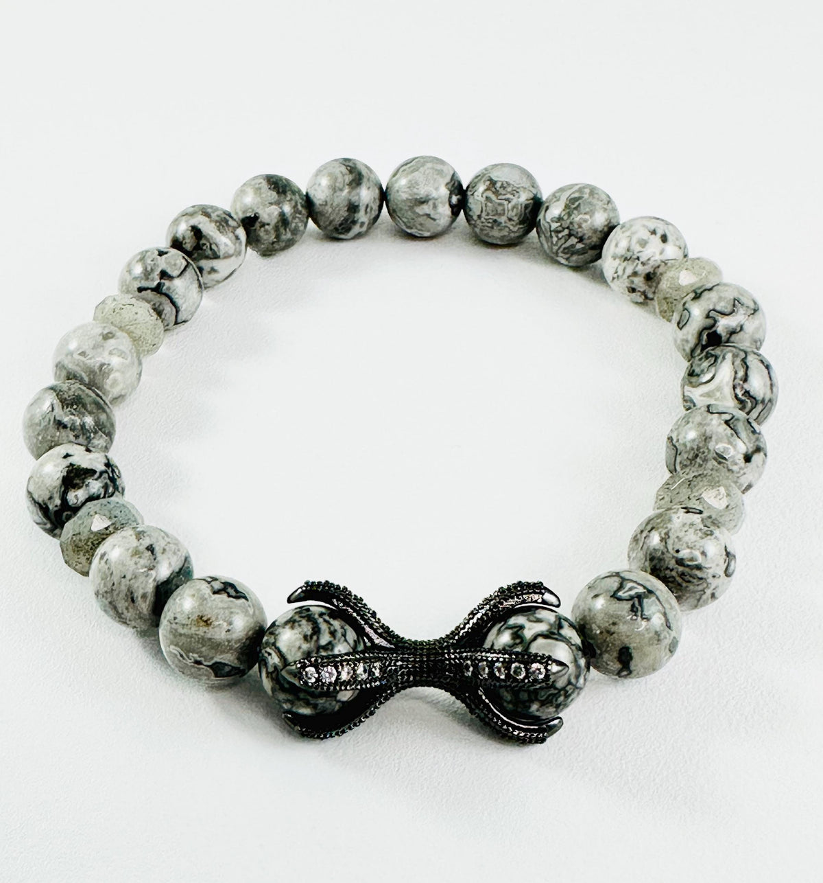 Men's Silver Claw Eagle Bracelet,Eagle Men Bracelet,Animal Men Bracelet,Men's Gray Silver Gemstone Tiger Bracelet,Labradorite Men Bracelet
