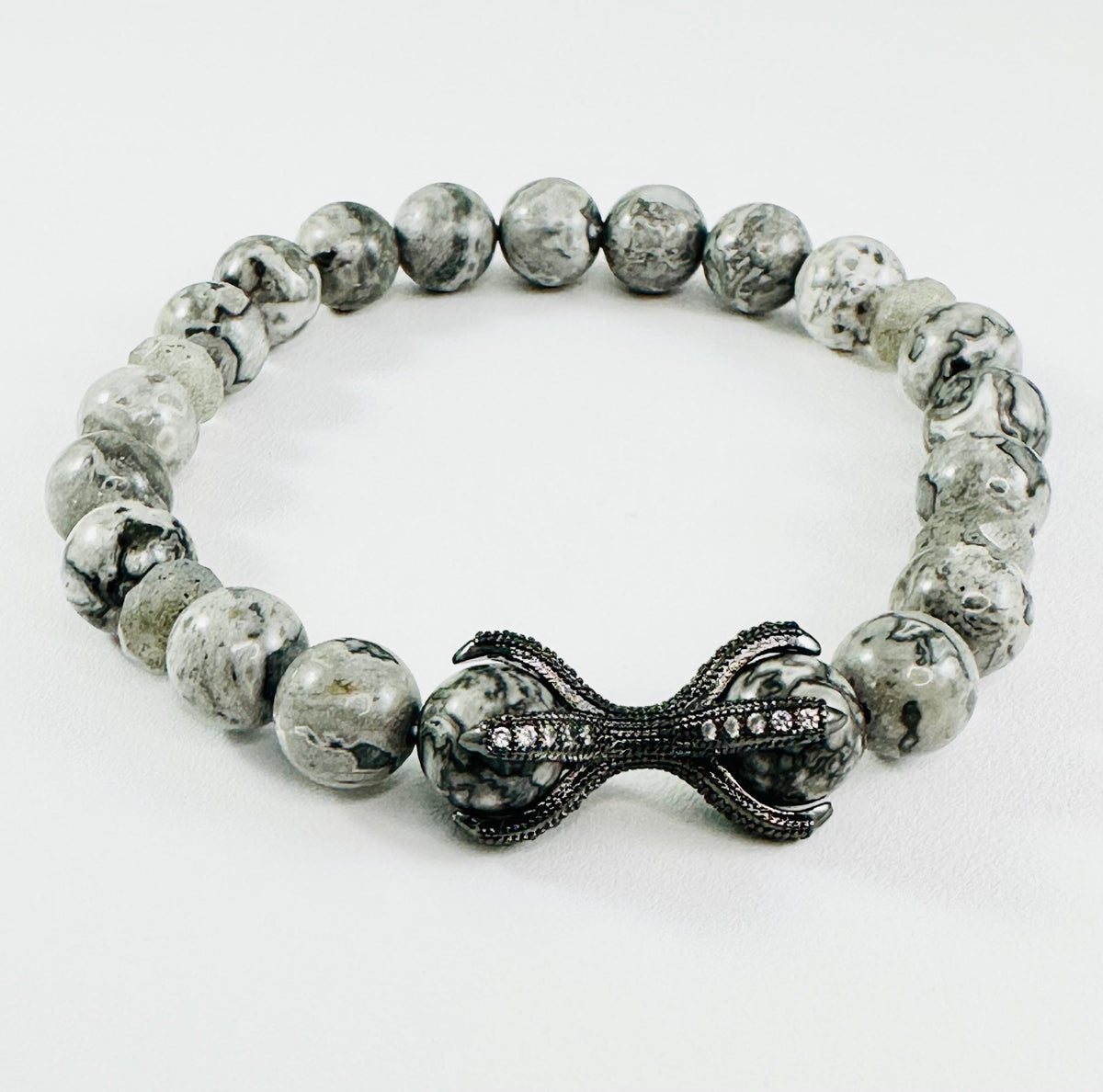 Men's Silver Claw Eagle Bracelet,Eagle Men Bracelet,Animal Men Bracelet,Men's Gray Silver Gemstone Tiger Bracelet,Labradorite Men Bracelet