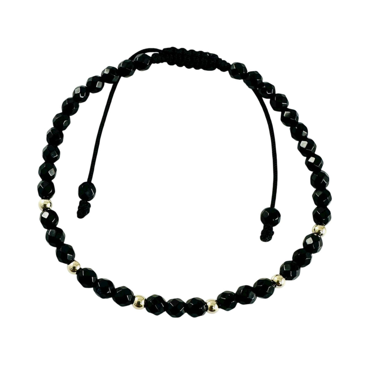 14k Yellow Solid Gold Back Onyx Adjustable Men Bracelet,Bracelet Natural Stones,Real Gold Jewelry,Healing Meditation Men Stone Bracelet