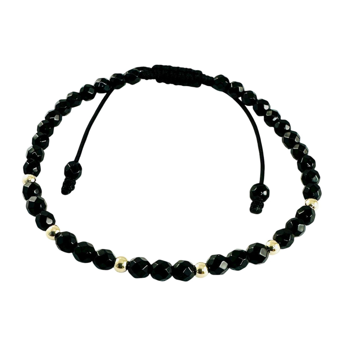 14k Yellow Solid Gold Back Onyx Adjustable Men Bracelet,Bracelet Natural Stones,Real Gold Jewelry,Healing Meditation Men Stone Bracelet
