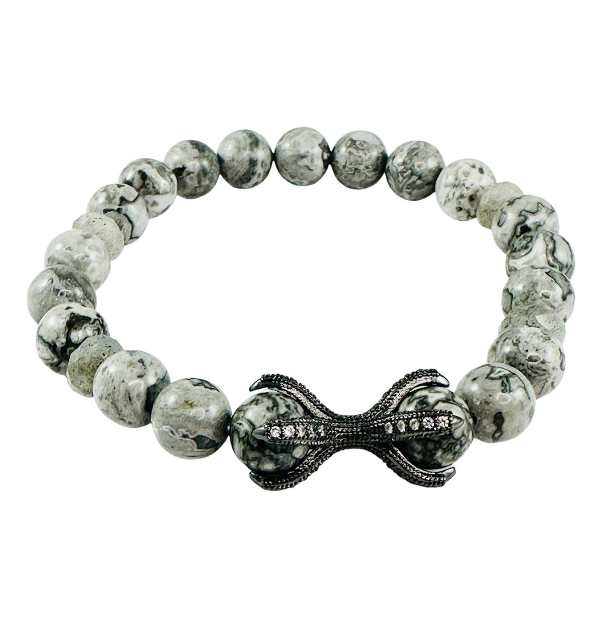 Men's Silver Claw Eagle Bracelet,Eagle Men Bracelet,Animal Men Bracelet,Men's Gray Silver Gemstone Tiger Bracelet,Labradorite Men Bracelet