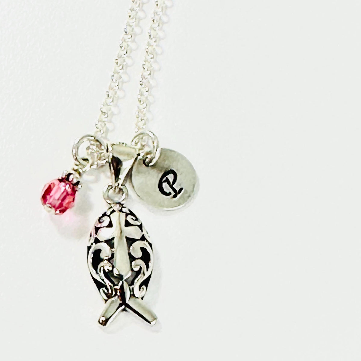 Sterling Silver Ichthys Christian Fish Cross Necklace: Christian Symbol Necklace, Ichthys Necklace,Fish (Ichthus)  Cross Pendant Necklace