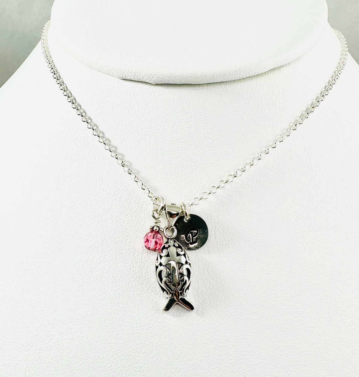 Sterling Silver Ichthys Christian Fish Cross Necklace: Christian Symbol Necklace, Ichthys Necklace,Fish (Ichthus)  Cross Pendant Necklace