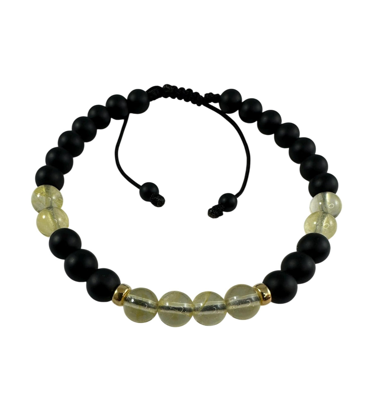 Gold Citrine Men Bracelet: Black Onyx Citrine Adjustable Beaded Men Bracelet,November Men Jewelry Bracelet
