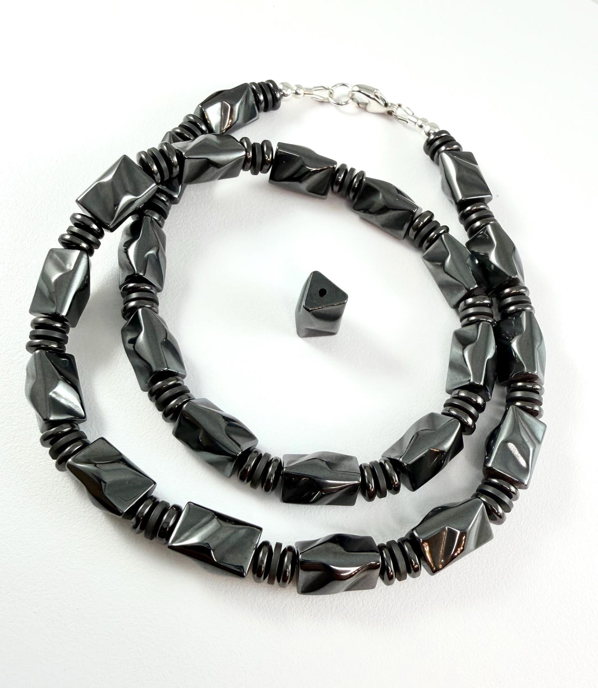 Gray Hematite Beaded Men's Necklaces: Protection Healing Grounding Root Chakra Men Necklace,Handmade Jewelry for Men,Hematite Surfer Necklac