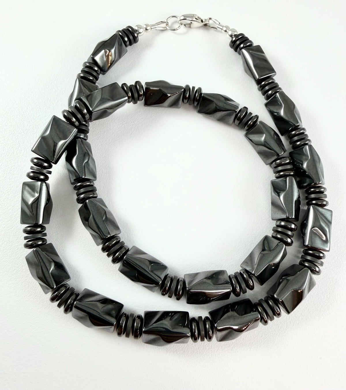 Gray Hematite Beaded Men's Necklaces: Protection Healing Grounding Root Chakra Men Necklace,Handmade Jewelry for Men,Hematite Surfer Necklac