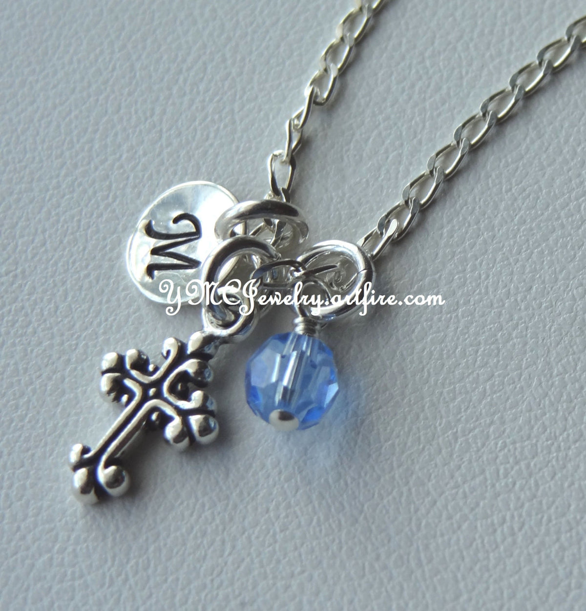 Personalized Silver Cross Initial Faith Necklace,Baptism Christening First Communion Confirmation Cross Necklace,Faith Cross Necklace
