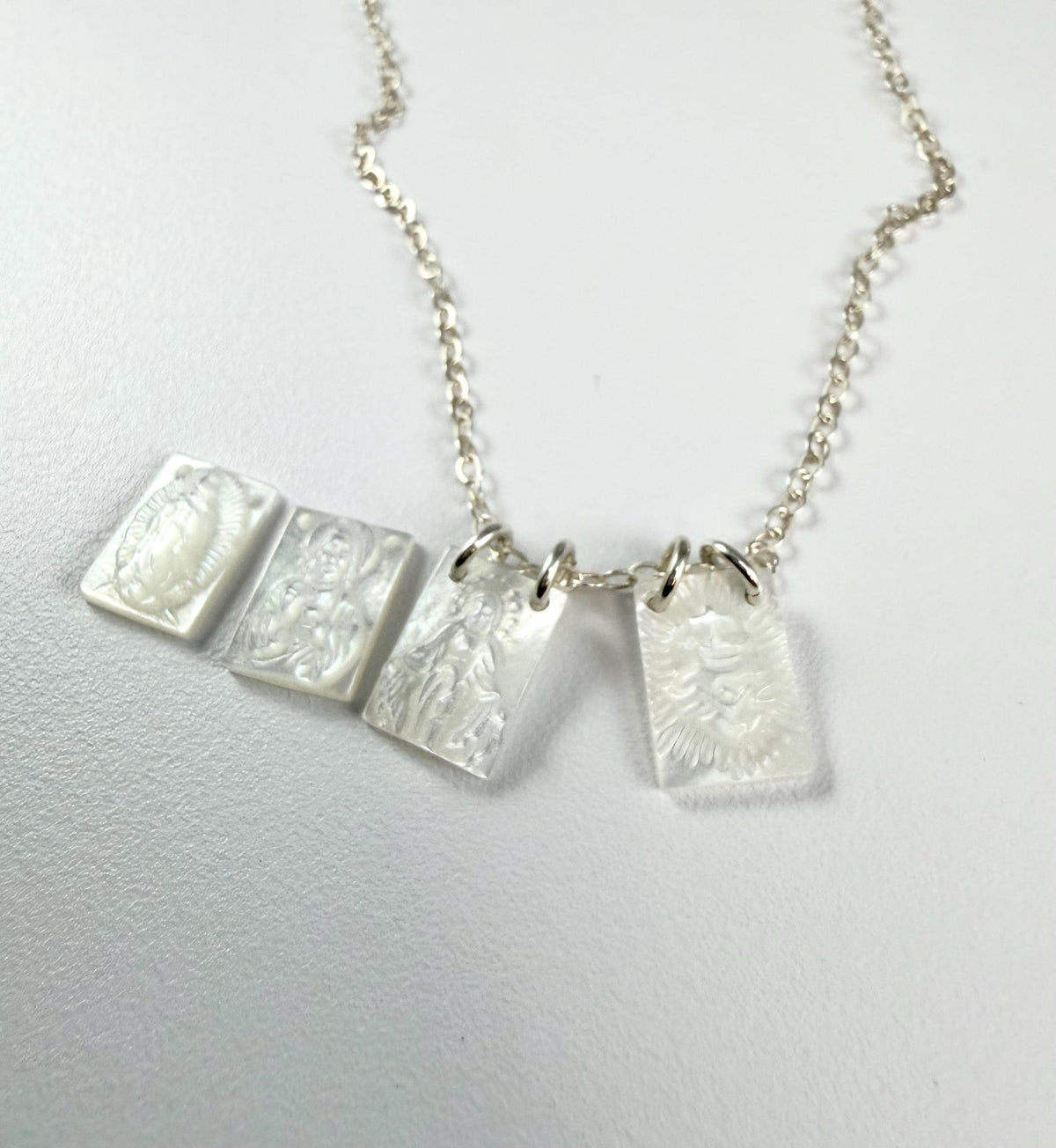 Mother of Pearl Scapular Charms,Sacred Heart Miraculous Virgin Mary Charms,Catholic  Escapulario Religious Jewelry Gift