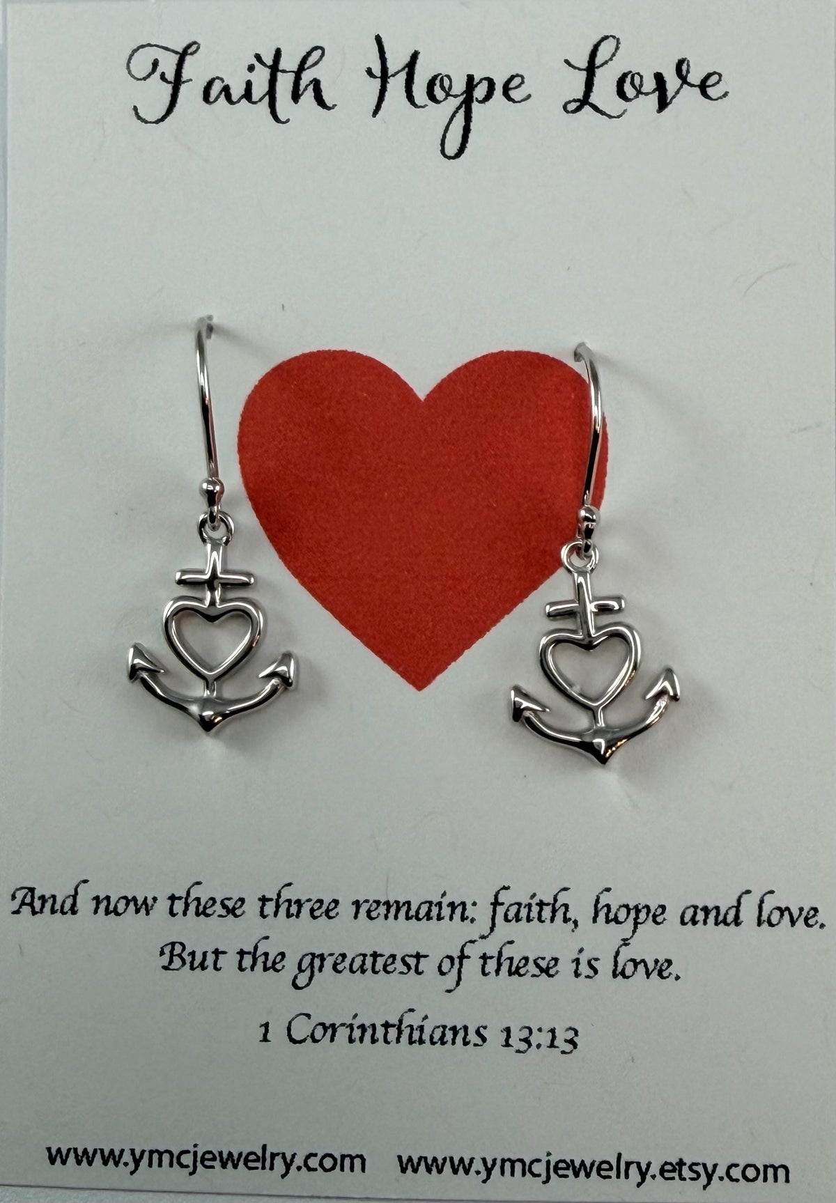 Sterling Silver Heart Anchor Cross Earrings,Sterling Silver Cross Earrings,Heart Earrings,Religious Earrings,Communion Confirmation Earrings