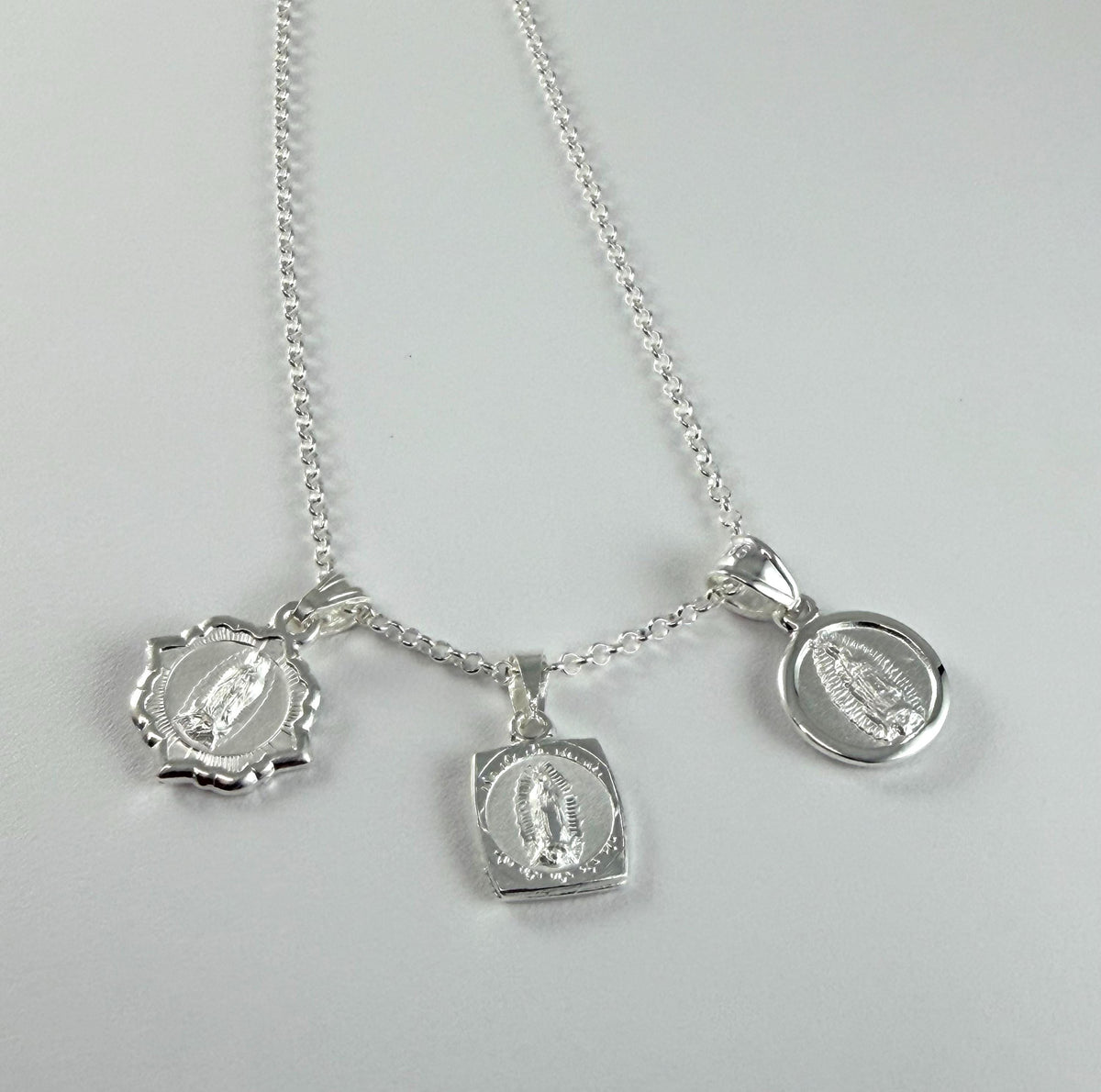 Sterling Silver Scapular Medal Sacred Jesus Necklace,Christering Baptism Communion Necklace,Cross Silver Necklace,Religious Charm Necklace