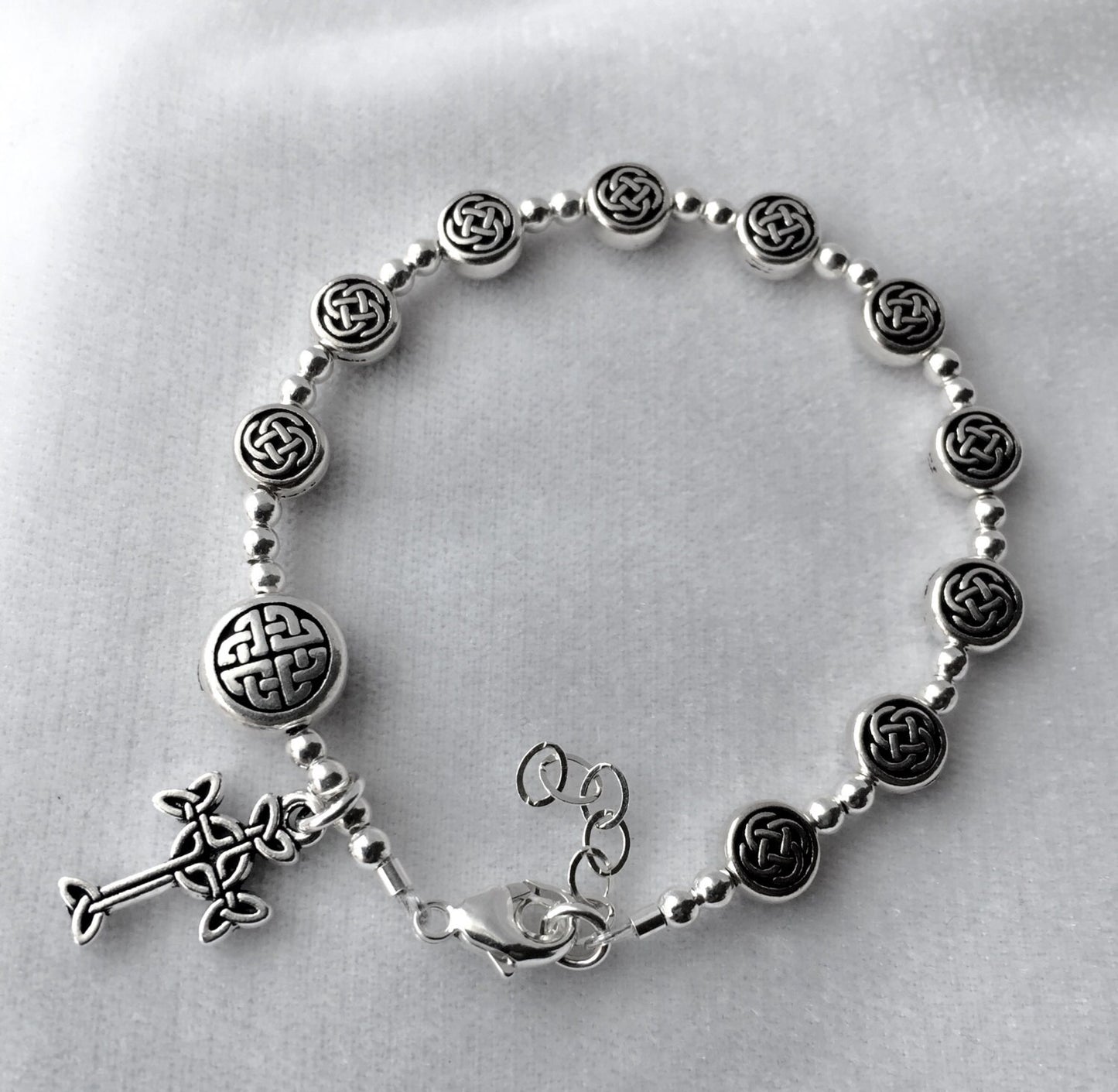 Sterling Silver One Decade Celtic Irish Rosary Bracelet