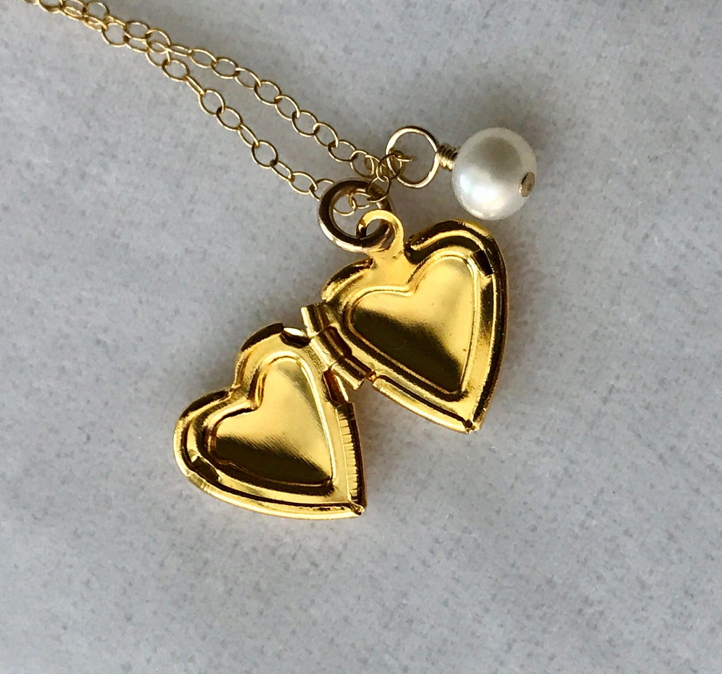 Gold Initial Girls Locket Necklace,Heart Locket Necklace,Flower Girl Locket Necklace Children Locket Necklace, Dainty Little Locket Necklace