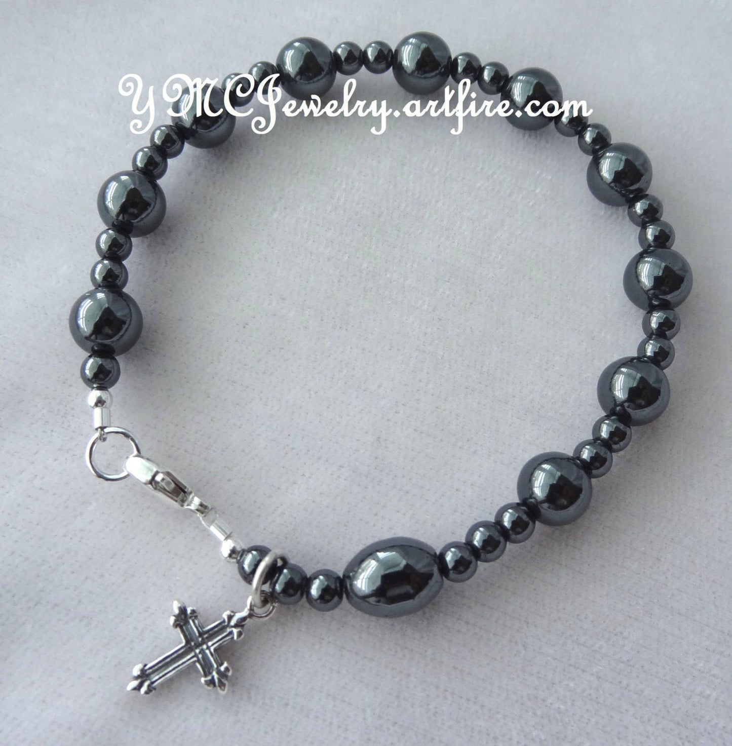 Silver Cross Men Boy Beaded Bracelet,Black Cross Bracelet,First Communion Confirmation Godfather Religious Bracelet,RCIA Men Bracelet