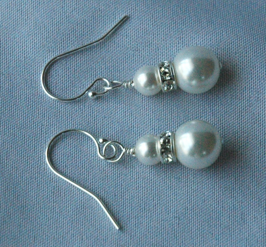 Crystal Pearl Earrings,Bridesmaid Peal Earrings,Bridesmaid Gift Earrings,Pearl Earrings for Mother Mom Grandmother Grandma Godmother Girls