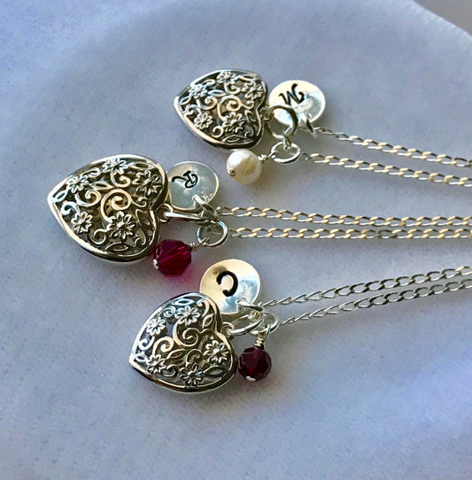 Initial Mother and Daughter Necklace Set, Mother and Daughter Jewelry, Mommy And Me Jewelry, Mommy & Daughters Set Jewelry Set of Three