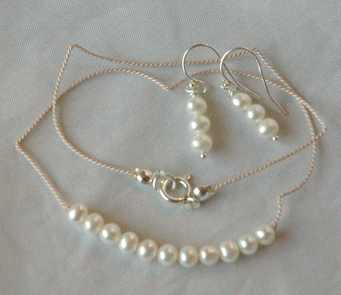 Real Pearl Necklace-Freshwater Pearl on Silk Cord Necklace,Junior Bridesmaid Pearl Necklace,Flower Girl Pearl Necklace,First Communion Pearl