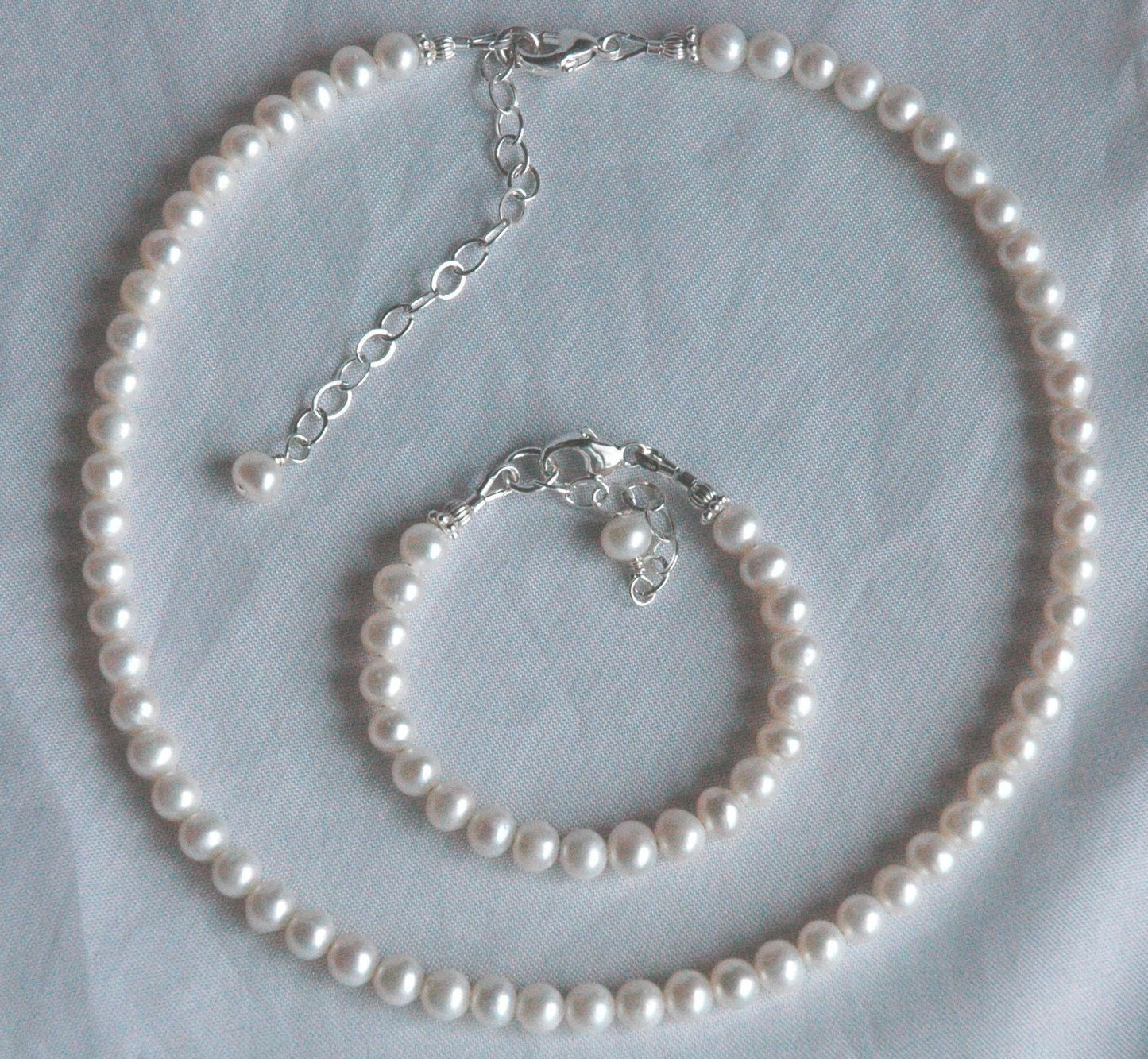 Freshwater Pearl Children Necklace Bracelet Earrings Set,Flower Girl Set,Real Pearl Set,Little Girl Baby Girl Freshwater Pearl Jewelry Set