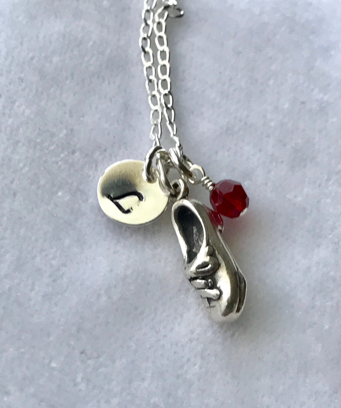 Sterling Silver Initial Tap Dancing Shoe Necklace, Personalized Tap Shoe Charm Necklace,Recital Gifts, Dancer Necklace, Tap Dance Necklace