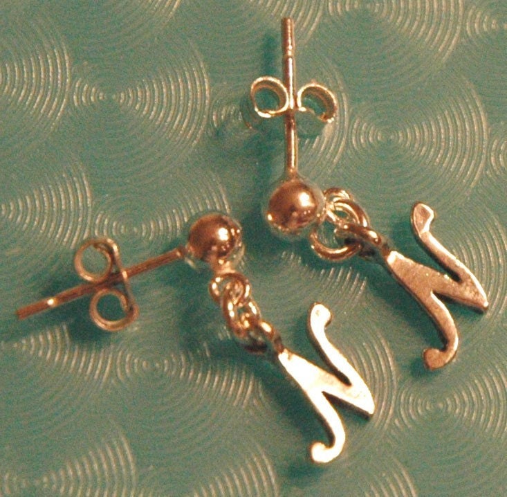 Sterling Silver Initial Custom Children Earrings,Tiny Dangles, Personalized-Monogram-Initial Earrings,Flower Girl Earrings,Gifts for teens