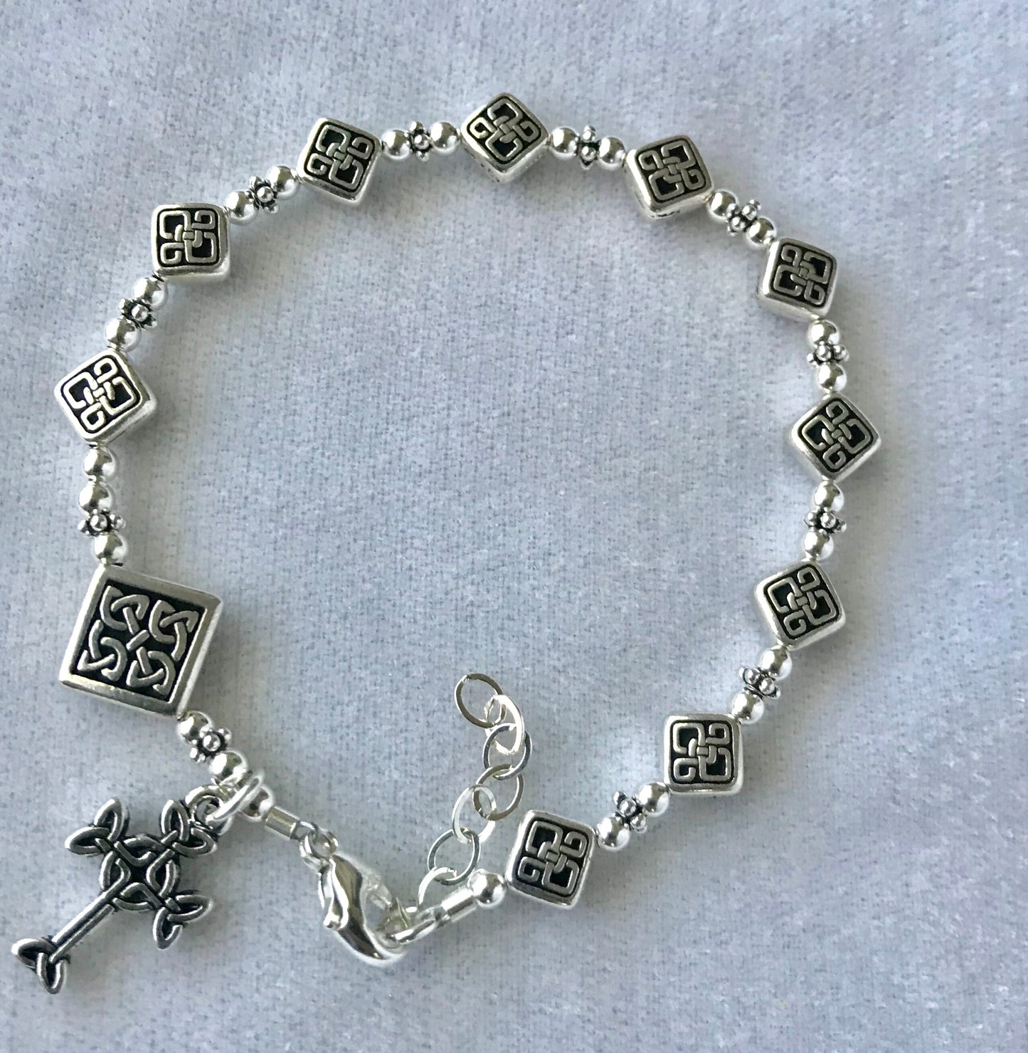 Sterling Silver One Decade Celtic Irish Rosary Bracelet