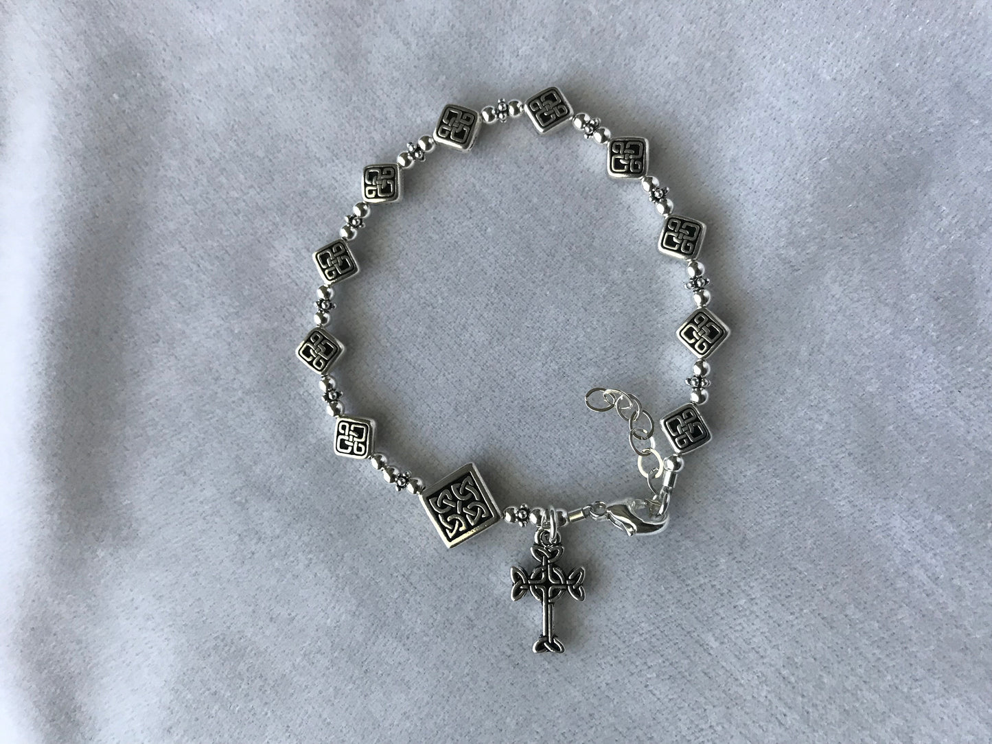 Sterling Silver One Decade Celtic Irish Rosary Bracelet