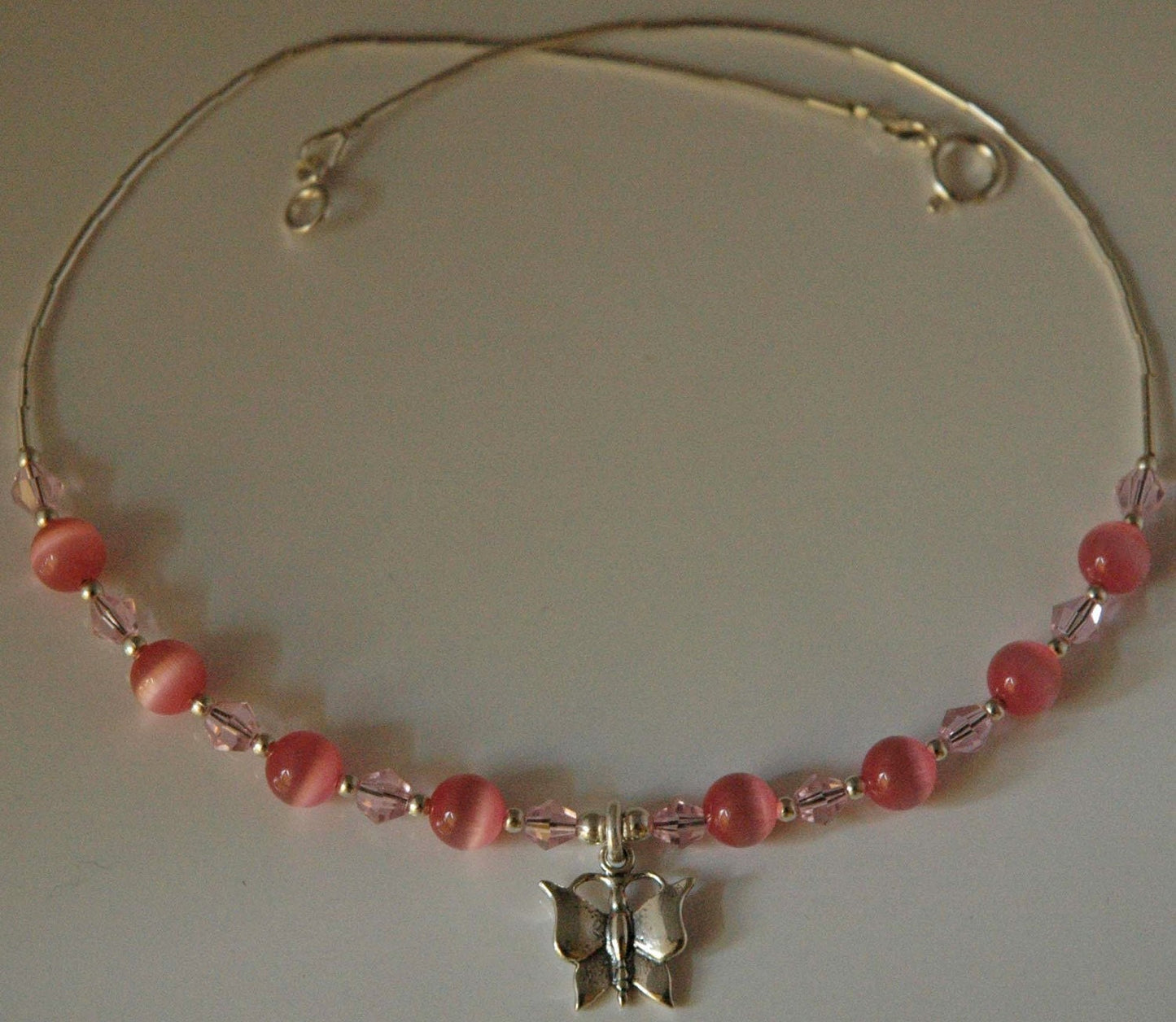 Pink Rose Bracelet, Cat Eye and PRESTIGE Crystal Cube Sterling Silver Children Bracelet,Flower Girl Bracelet,Pink Bracelet For Little Girls